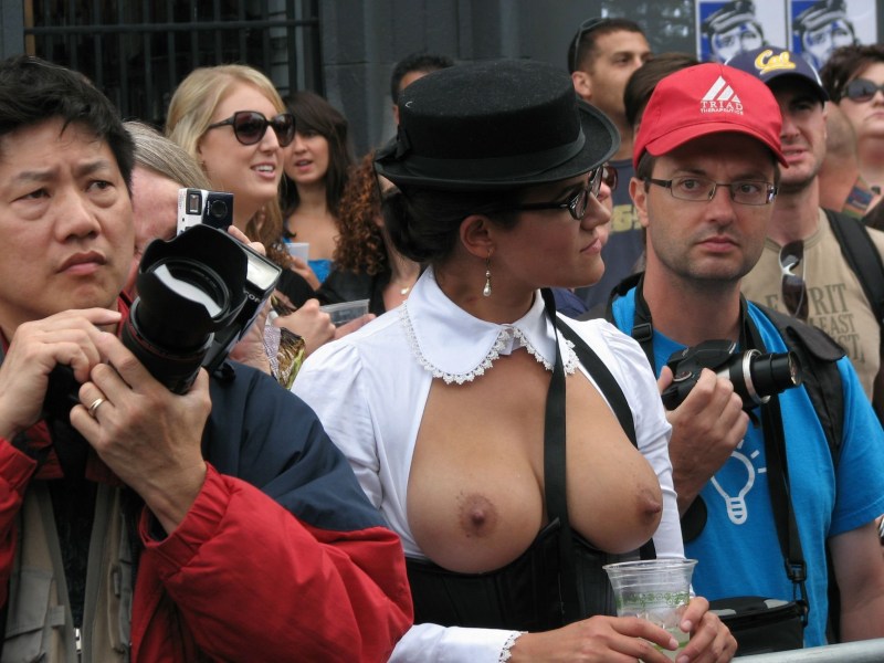 Huge boobs in public