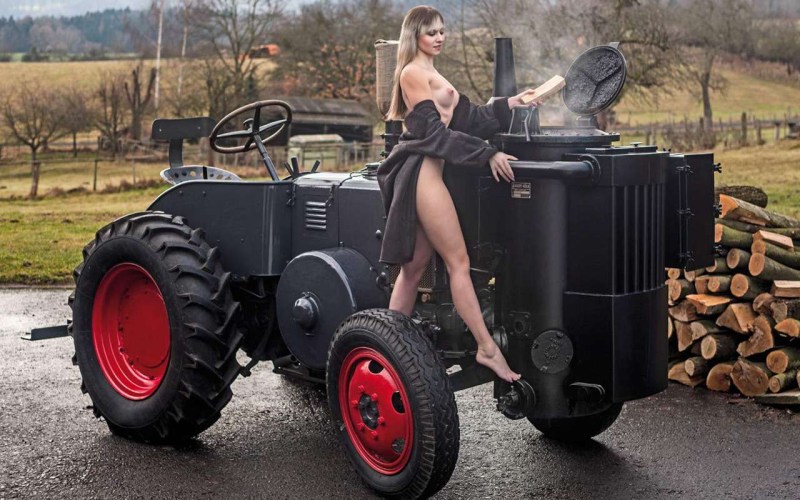 Erotic girls and tractor