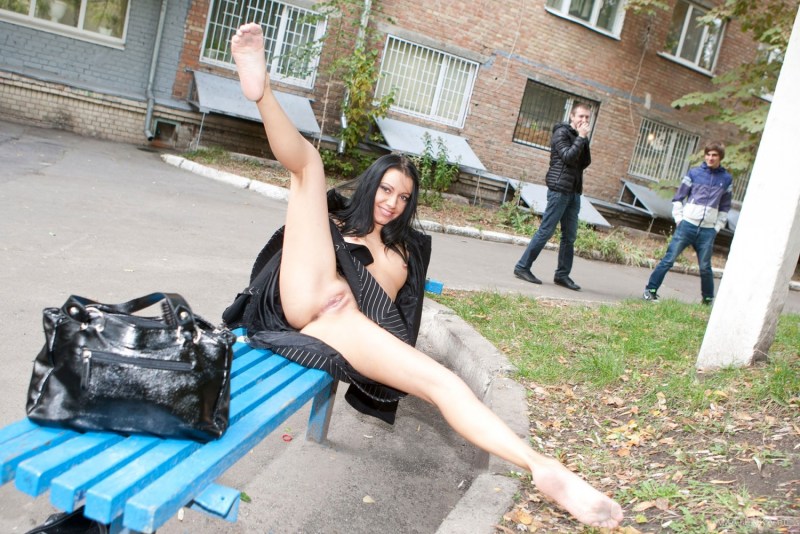 Drunk without panties on the street