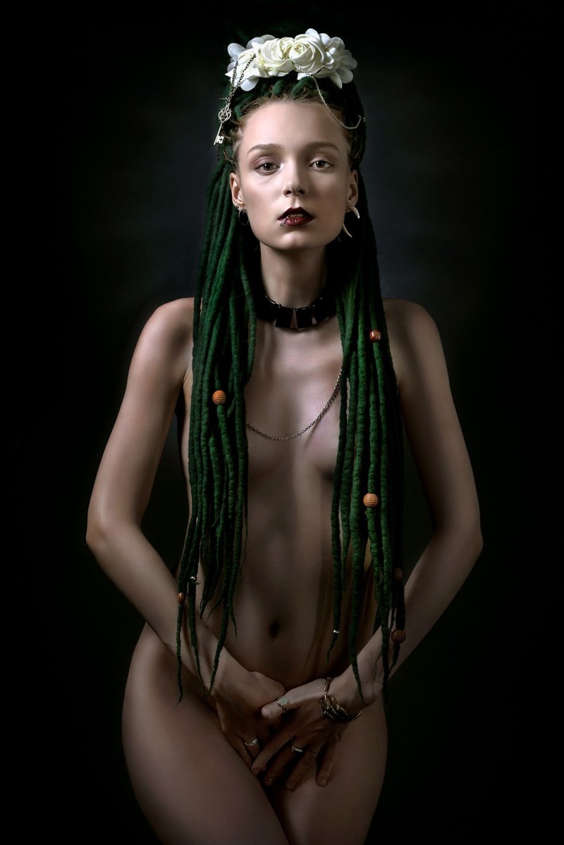 Naked with the dreadlocks