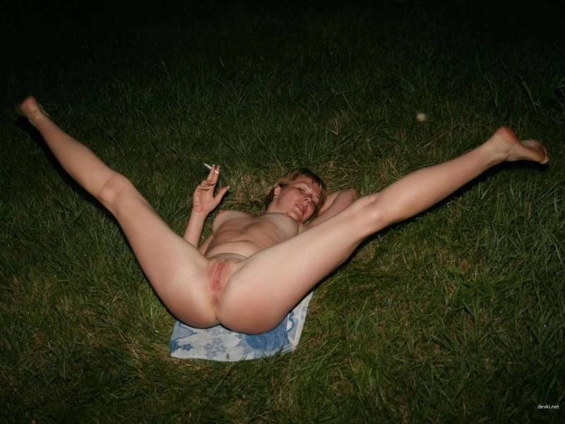 Drunk naked women in nature