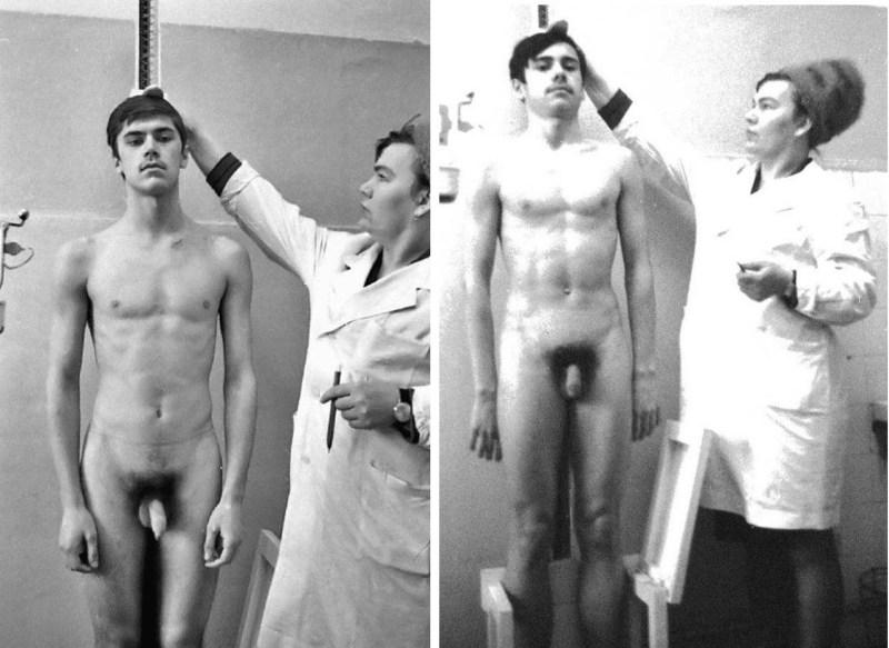 Naked draftees on a medical examination