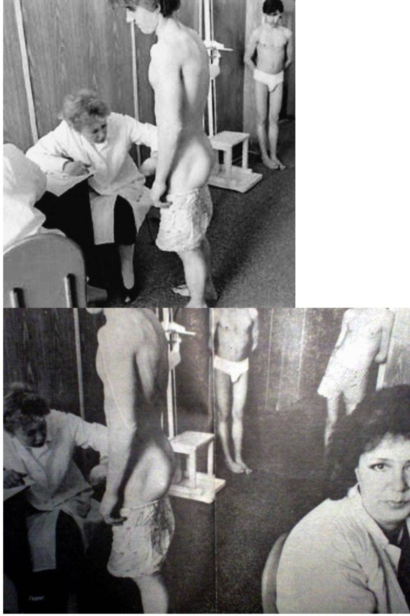 Naked draftees on a medical examination