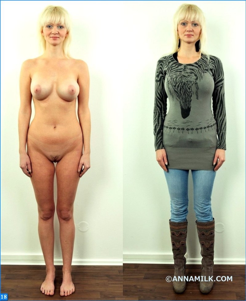 Woman dressed and undressed