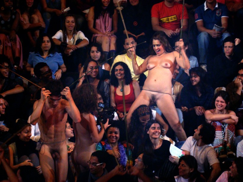 Girl undressed in the theater