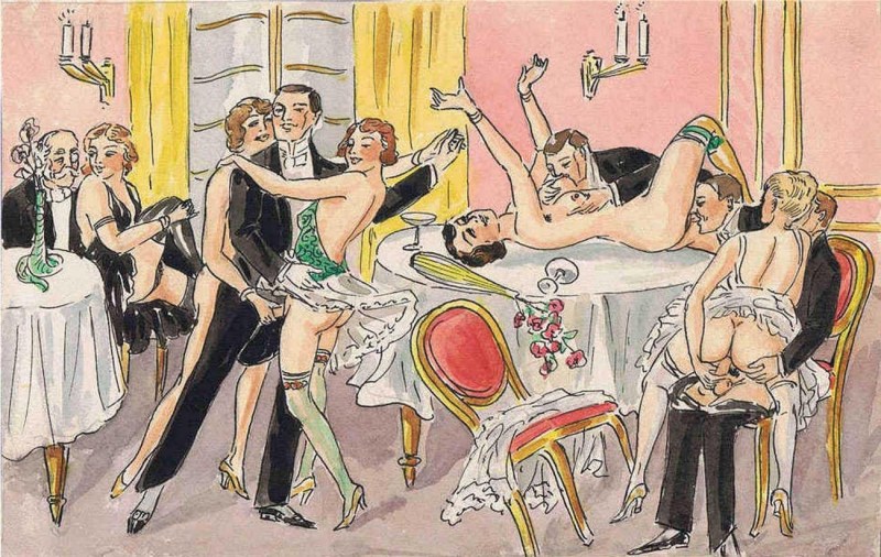 Erotic debauchery in drawings