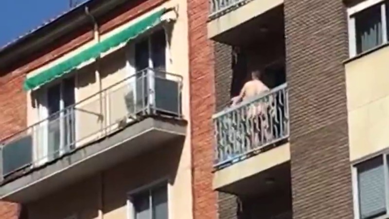 Neighbors fuck on the balcony