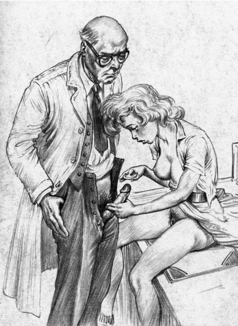 Erotic retro drawings with a pencil