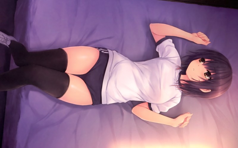 Anime girl lies on the bed