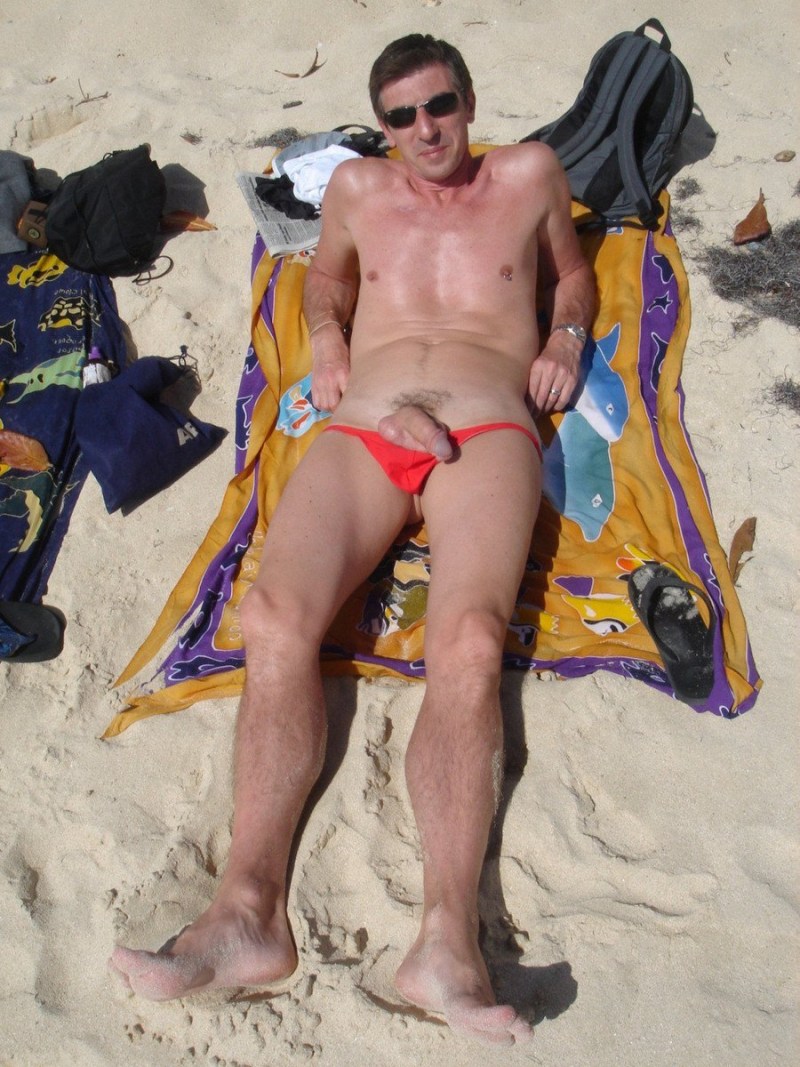 Men without panties on the beach