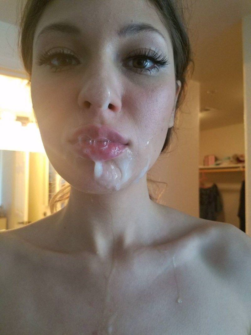 Cum on the face of private selfie