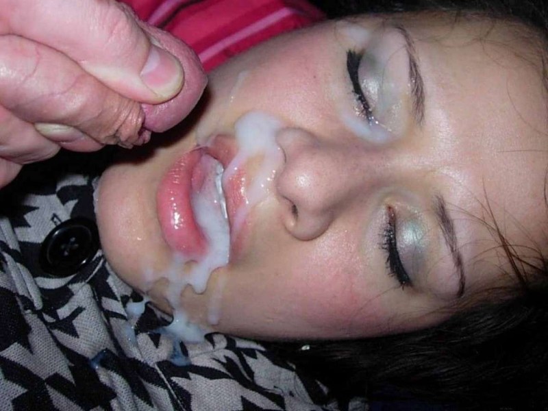 Cum on the face of a sleeping girl