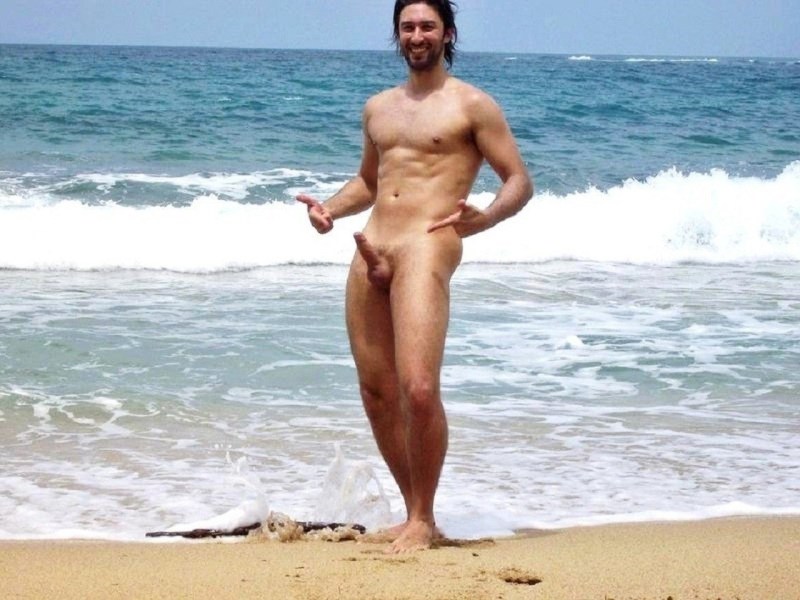 Men without panties on the beach with large