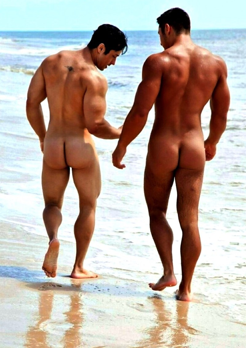 Beautiful naked men on the beach