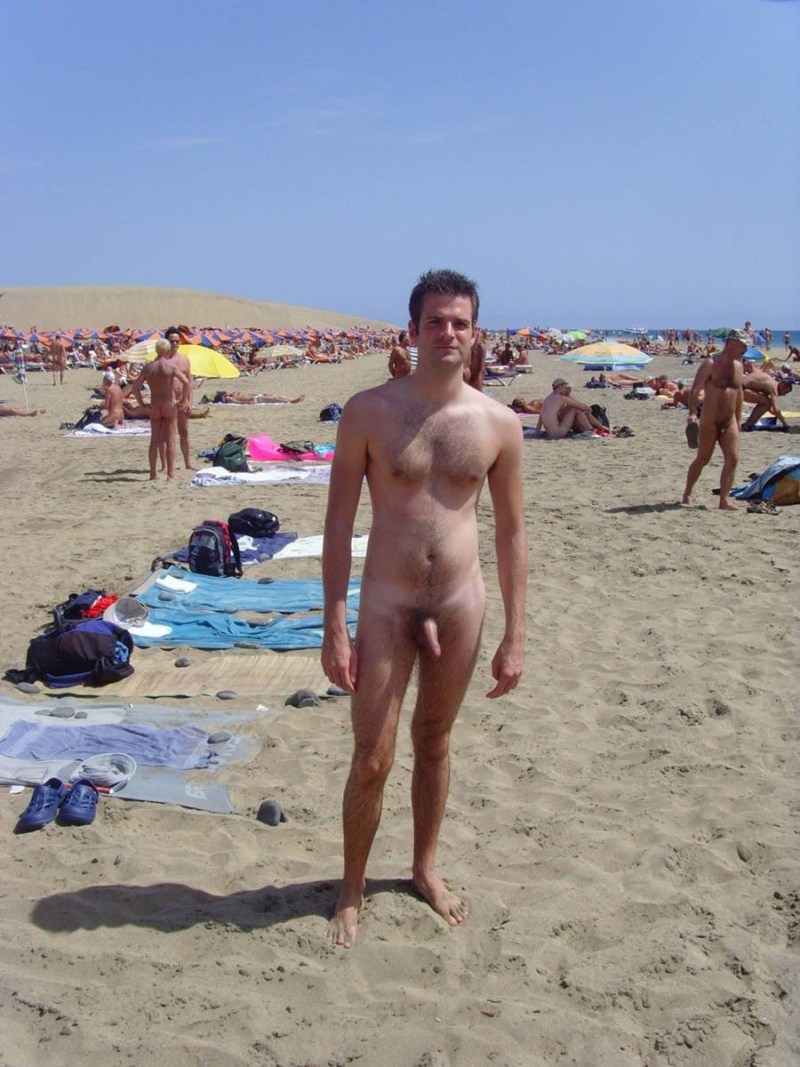 Guys on a nudist beach