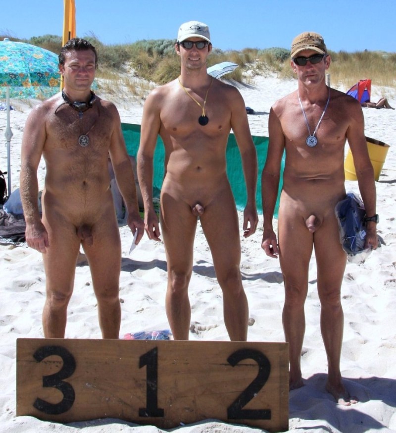 Naked guys on a nudic beach