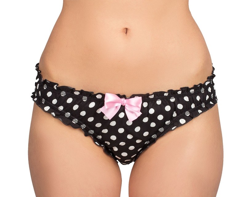Black panties in white peas