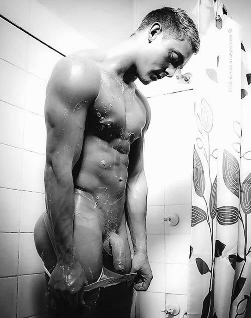 Naked members of guys in shower