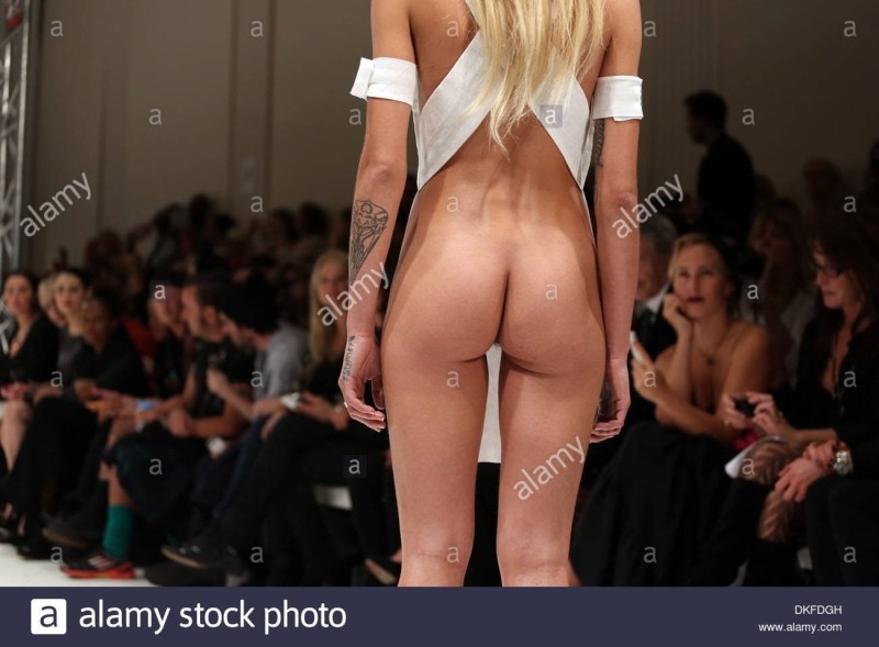 Fashion show with naked back