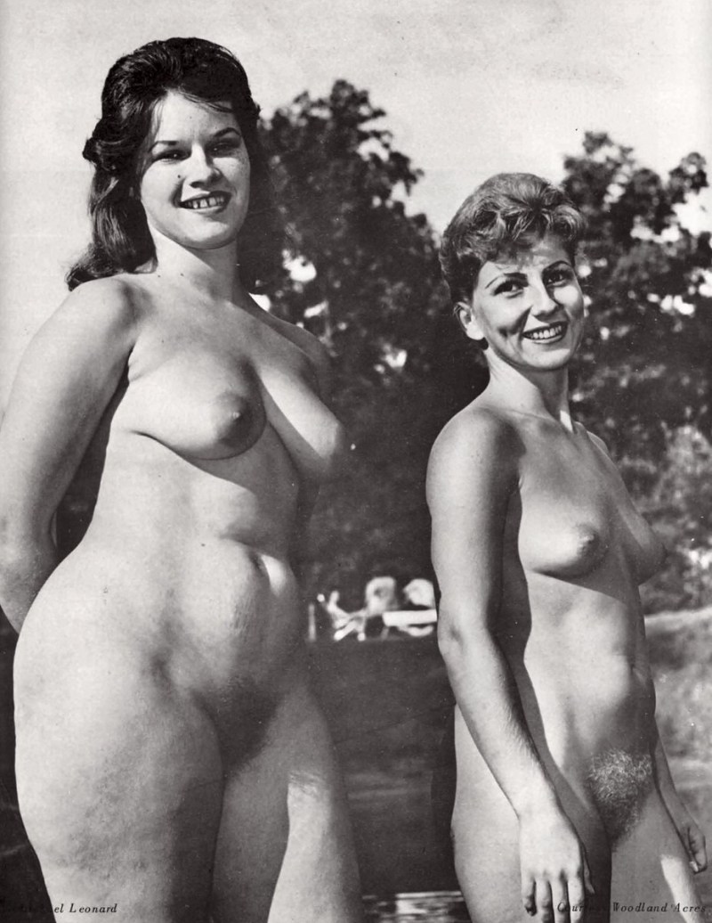Naked women on the beach retro