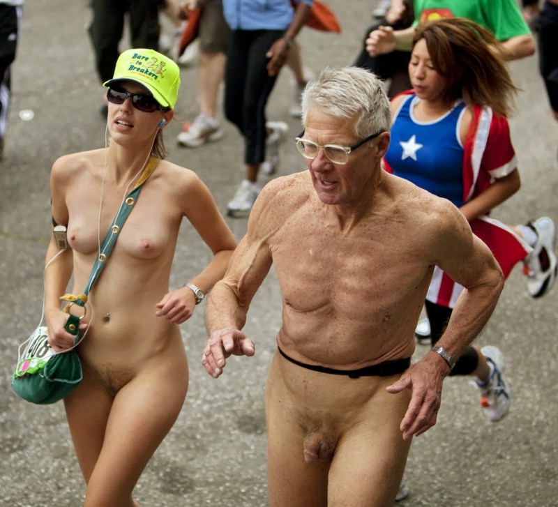 Parade of naked men and women