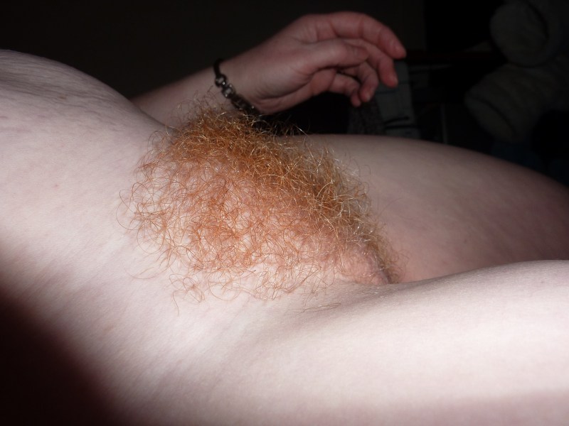 Blond hair on female pubis