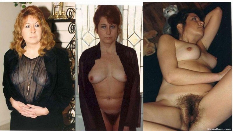 Old hairy women dressed and striped