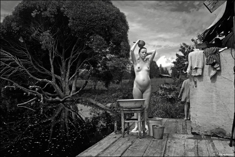 The village is bathed with naked retro