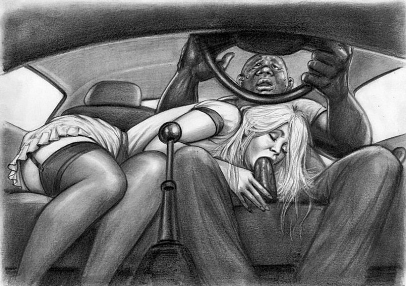 Erotic drawings in the car