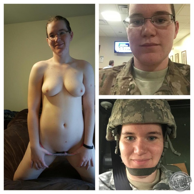 Military women in clothes and naked