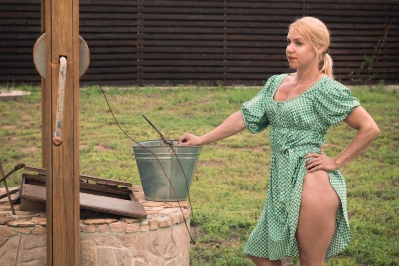 Village woman in a dress