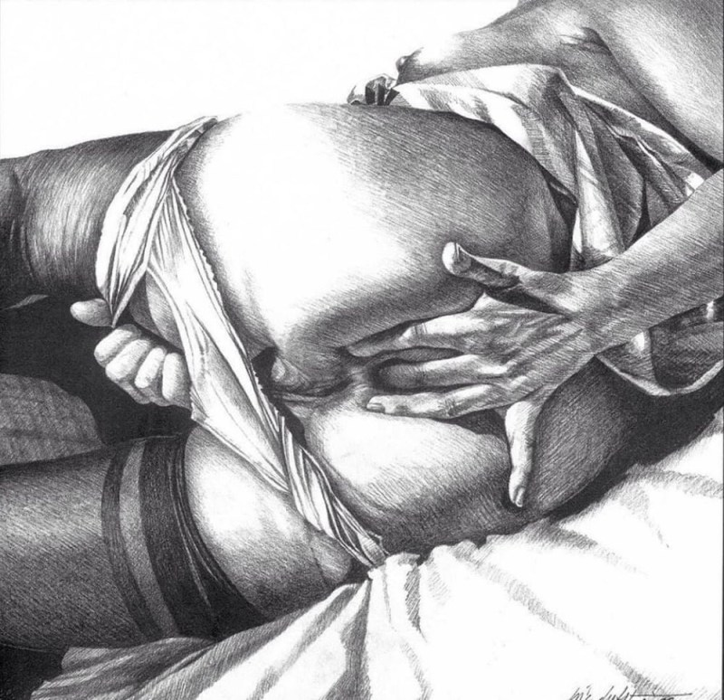 Pornographic drawings with a pencil