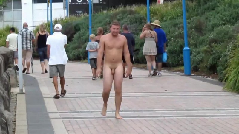 Naked guy in a public pool