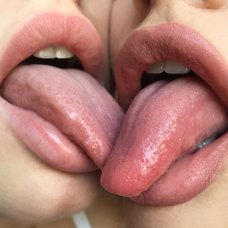 Juicy kiss with tongue