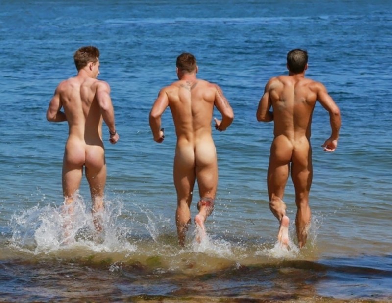 Beautiful naked guys on the beach