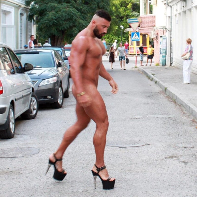 Beautiful naked guys on the street