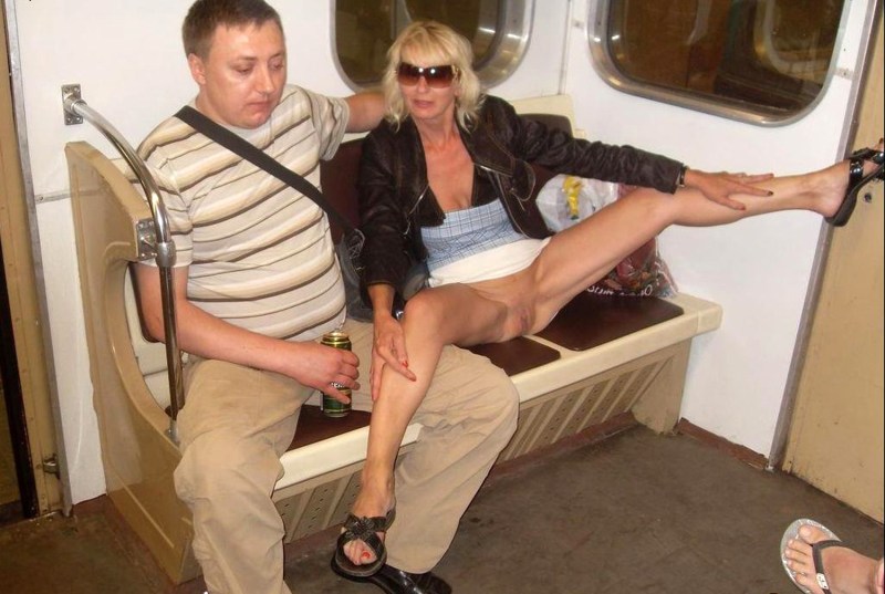 Naked women and men in the subway