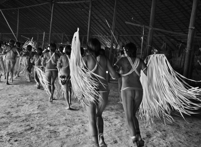 Naked Indians from the Xingu River Brazil