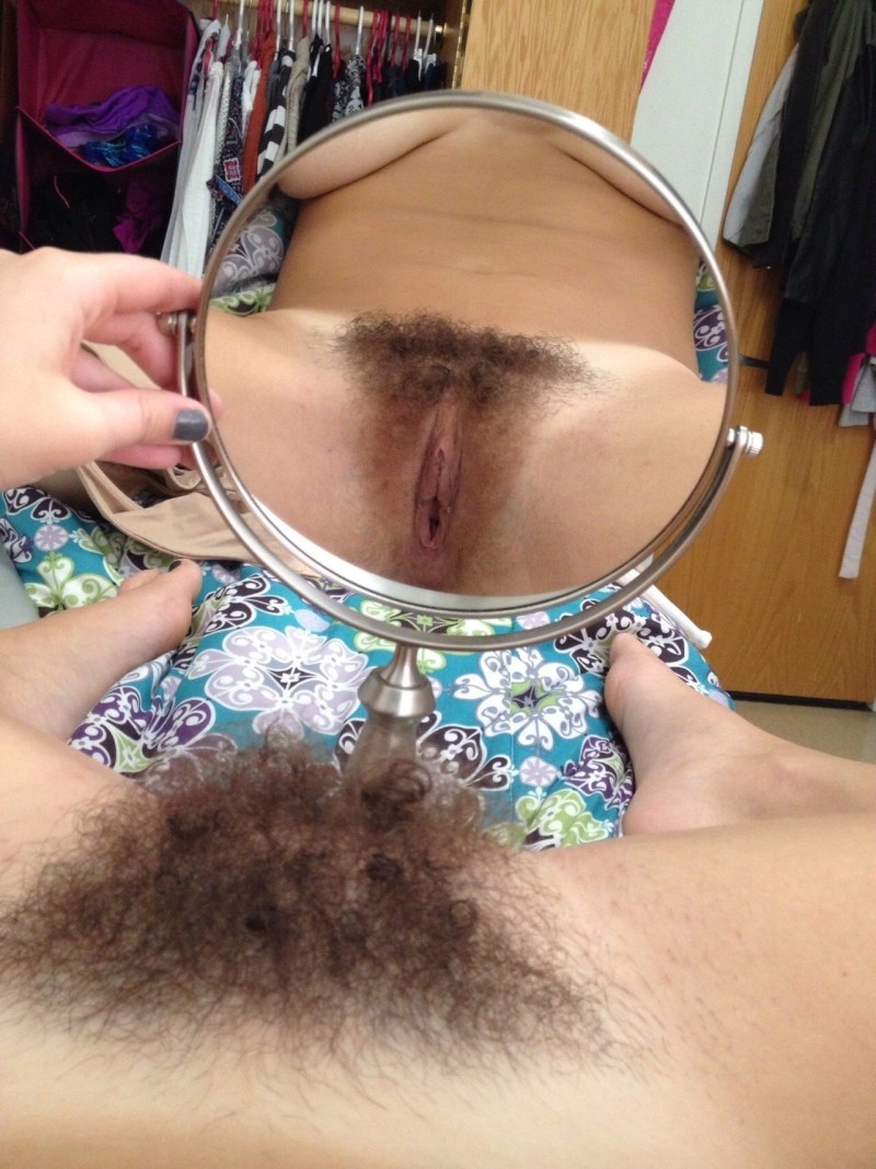 Hairy in front of the mirror