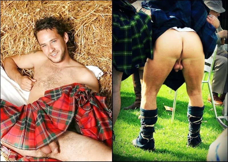 Naked guys in Scottish skirts
