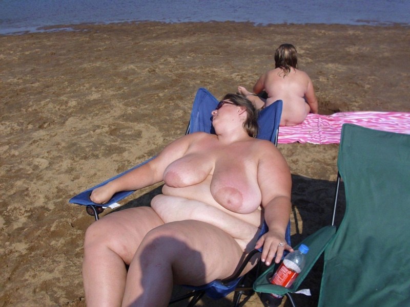 Naked mature bbw on the beach