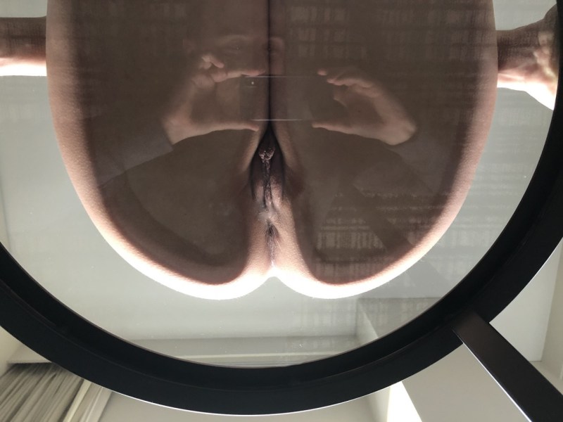 Vagina through a glass table