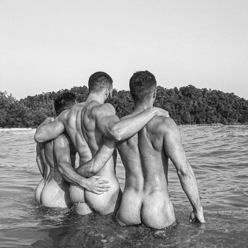 Beautiful naked guys on the beach