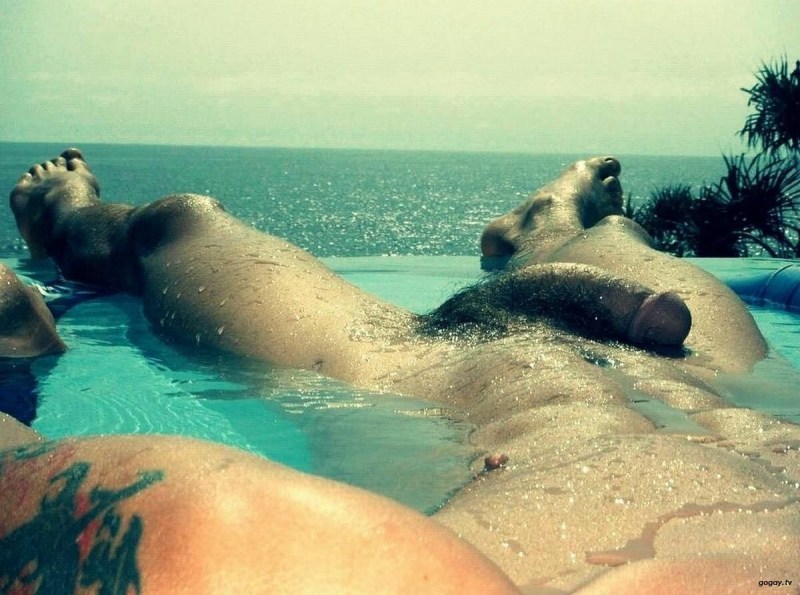 Beautiful naked guys at sea