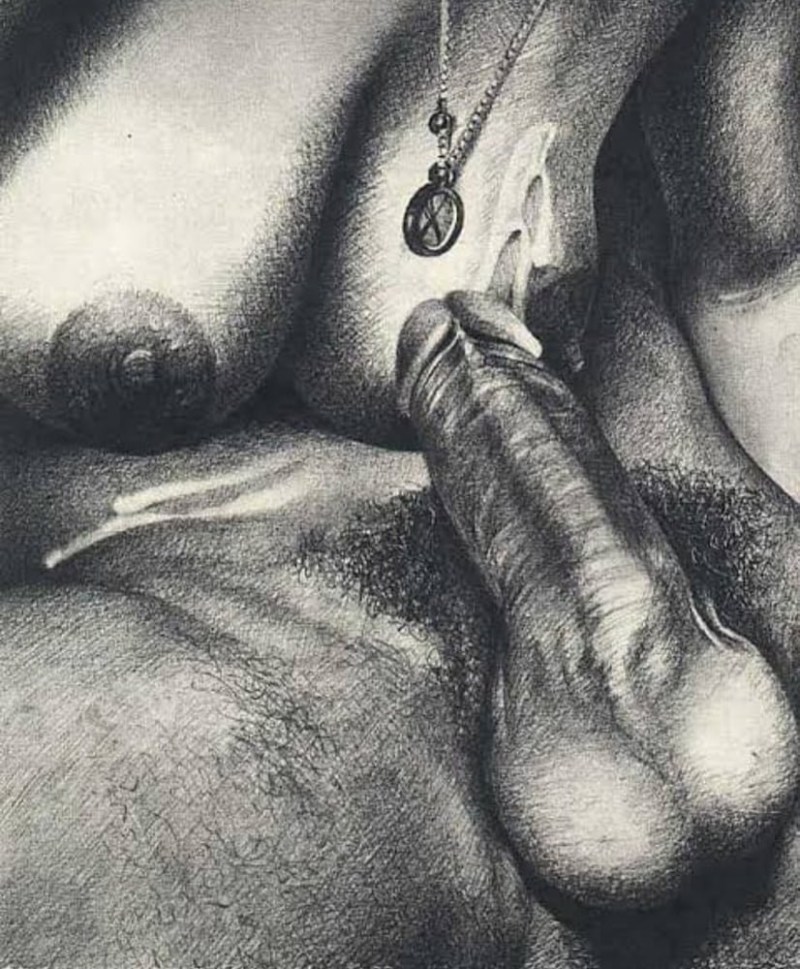 Pornographic painting with a pencil