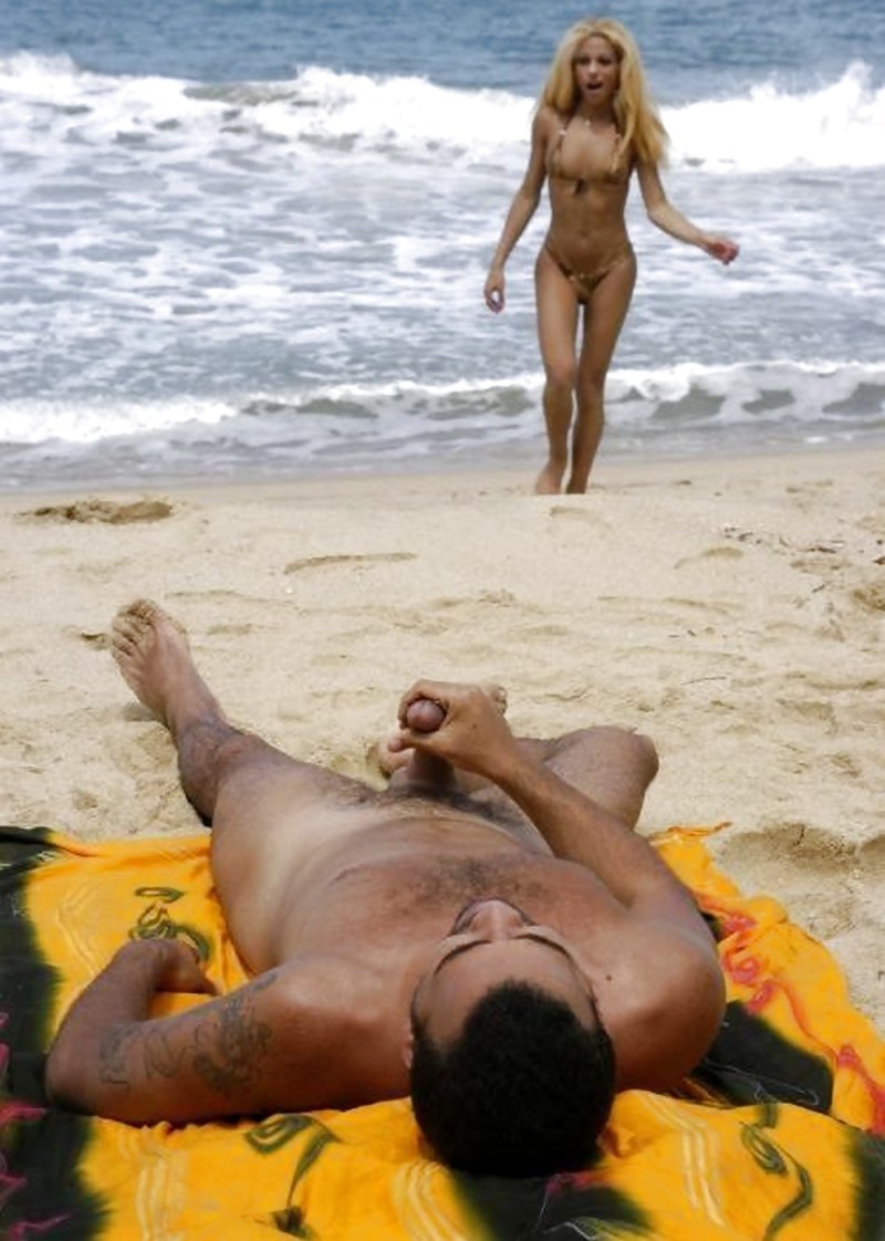 Man exhibitionist on the beach
