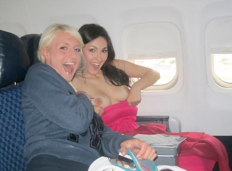 Showed boobs on an airplane