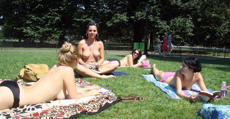 Girls topless in parks