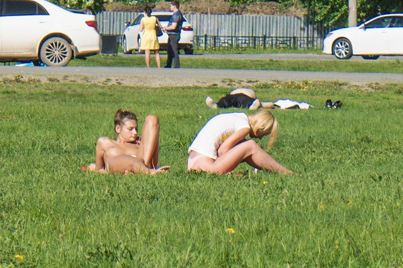 Naked sunbathing in parks