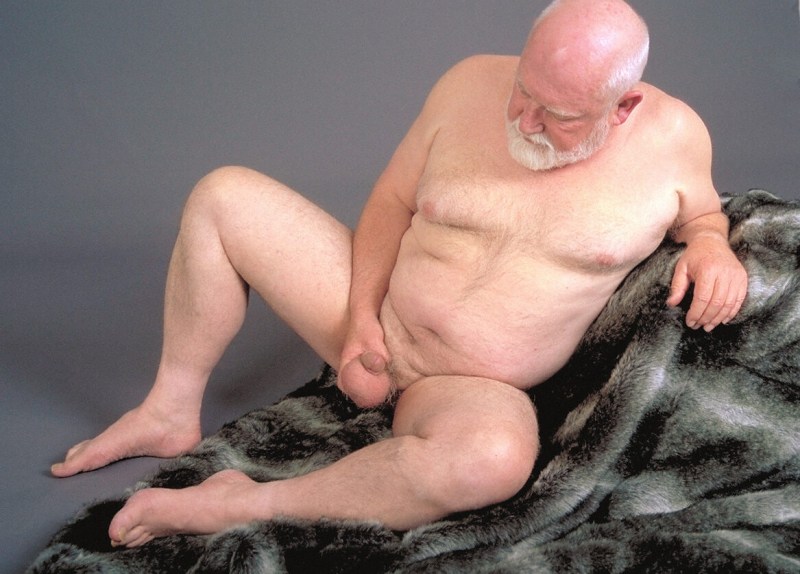 Naked fat bald man